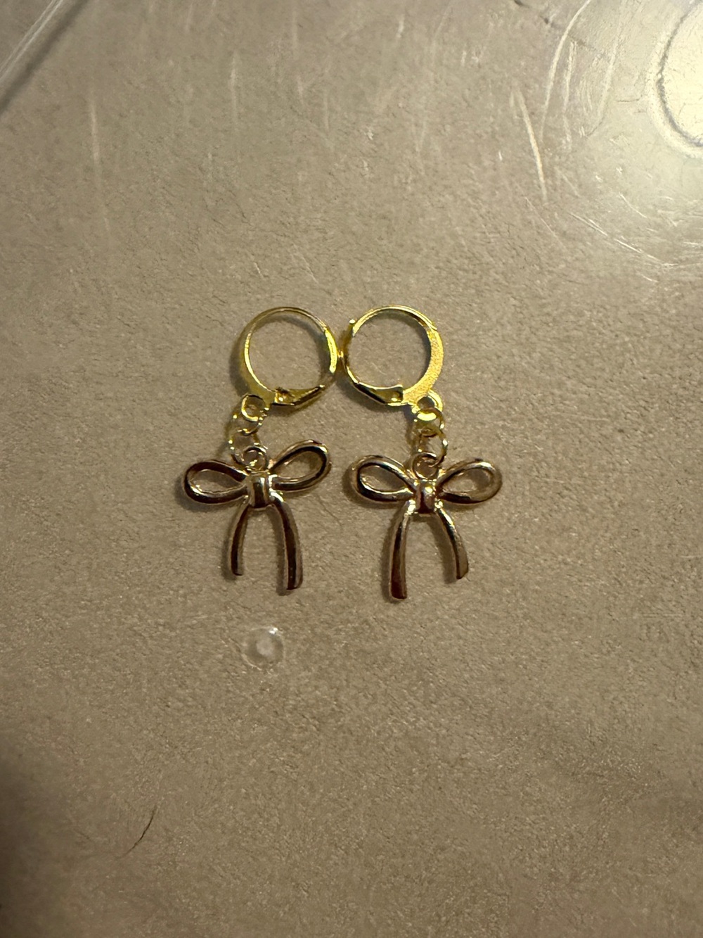 Gold Bow Hoop Dangle Earrings